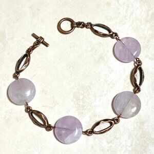 2/$20, Natural Violet Amethyst Bracelet, Genuine Gemstone + Copper Link